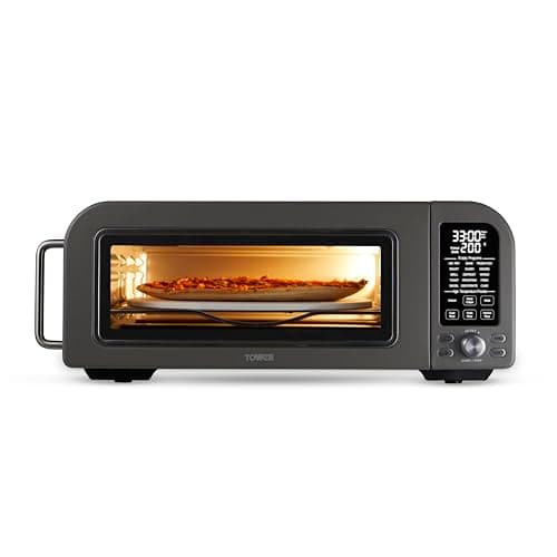 Image of Tower T17141 Elite Pizza Oven with 5 High Temperature Programs, 15 Cooking Functions, Turbo Crisper, 18L, 2000W, Grey & Chrome