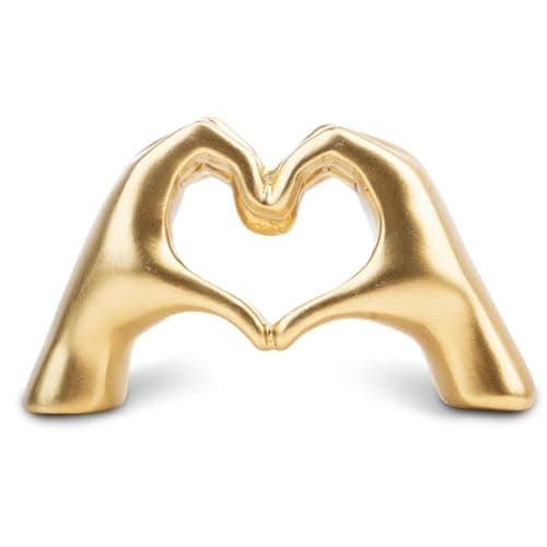 Image of Dszemie Gold Ornaments For Living Room, Heart Hands Sculpture Bedroom Ornaments, Hand Love Gesture Statue Room Accessories, Loved Finger Sculpture Home Decoration Gifts For Women Men Girls Mom Bestie