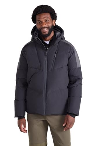 Image of Mountain Warehouse Frost Tech Mens Down Padded Jacket - Water-Resistant Parka with Detachable Hood, Thermal tested -40°C - Autumn Winter Camping, Outdoors & Travelling Grey M