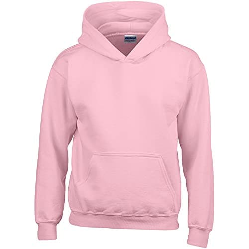 Image of GILDAN Heavy Blend Childrens Unisex Hooded Sweatshirt Top/Hoodie (M) (Light Pink)