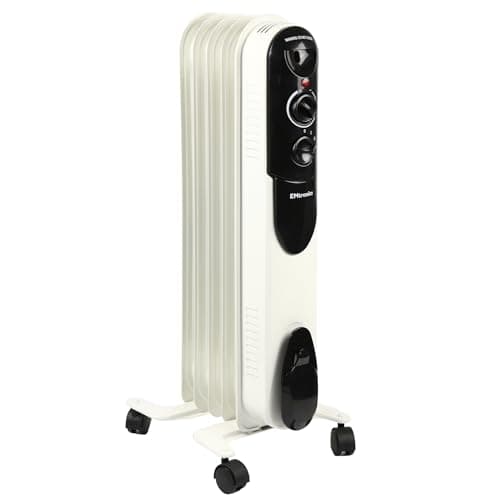 Image of EMtronics EMOFR5WH 1000W/1KW 5 Fin Portable Electric Oil Filled Heater Radiator with Adjustable Thermostat and 3 Heat Settings for 10 sqm Room - White