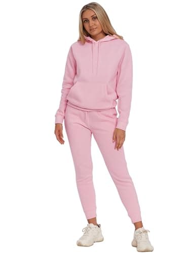 Image of BRAND KRUZE Womens Tracksuit Set Long Sleeve Pullover Hoodie and Casual Regular Fit Joggers Set KZLS169 PINK XL