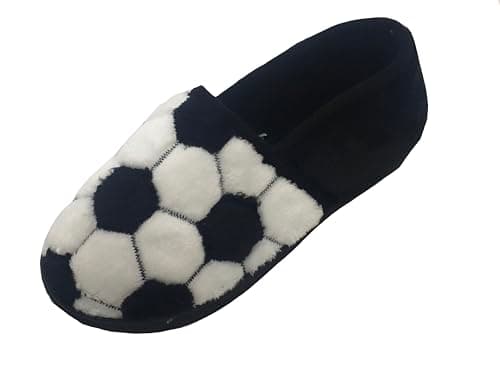 Image of GladRags Boys or Girls Football Style Slippers, Black White, Size 12