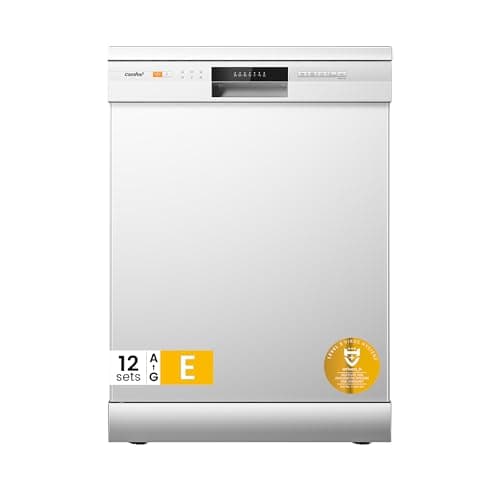 Image of COMFEE' Freestanding Dishwasher CDWPF1201PW-UK 60cm Width, Full Size Dishwasher with 12 place settings, Quick Wash, Hygiene Wash, Delay Start, Half Load - White