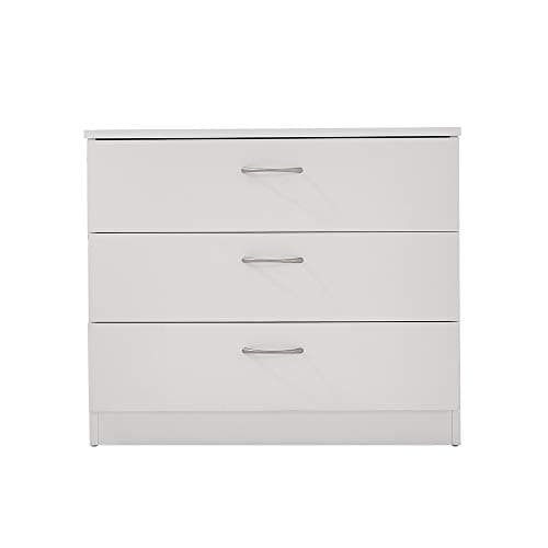 Image of Panana Chest of Drawers, 3 Drawer With Metal Handles and Runners Unique Anti-Bowing Drawer Support Bedroom Storage Furniture (White)