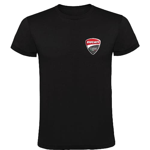 Image of Camiseta Ducati Corse Men's Black Logo 100% Cotton Sizes S M L XL XXL Short Sleeves T-Shirt, Black/White, S