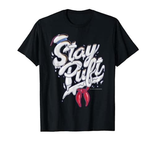 Image of Ghostbusters Stay Puft Marshmallow Man Style Font T-Shirt T-Shirt, Men, Black, Large