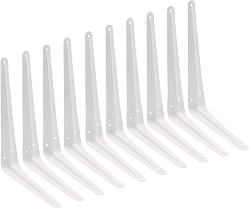 Image of TERF® London Shelf Bracket White 250mm X 200mm (10 X 8 inch) Wall Mounted Shelving Support Corner Brackets Book Shelf Bracket Floating Shelve Bracket and Multi Purpose Use - Pack of 10