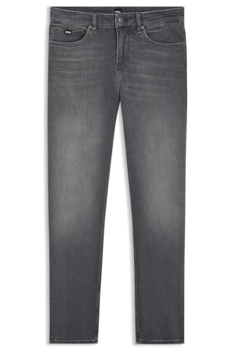 Image of BOSS Mens H-Delaware Grey Slim-fit Jeans in Stretch Denim