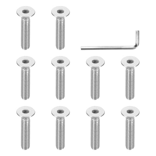 Image of PATIKIL 1/4-20 x 1-1/4" Flat Head Socket Cap Screws, 10 Pcs Flat Countersunk Bolts Hex Socket Drive 304 Stainless Steel Machine Screws UNC Coarse Full Thread with Hex Spanner