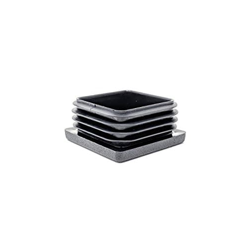 Image of Sqaure Ribbed Plastic Insert Plugs End Caps (Black, 40x40mm See Second Image for Dimensions - Pack of 100) Made in Germany