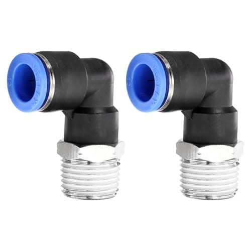 Image of sourcing map 2pcs 90 Push to Connect Fittings 1/2" NPT Male Thread x 12mm ID Elbow Fitting Quick Connect Air Hose Pneumatic for Water Gas Oil Pipe