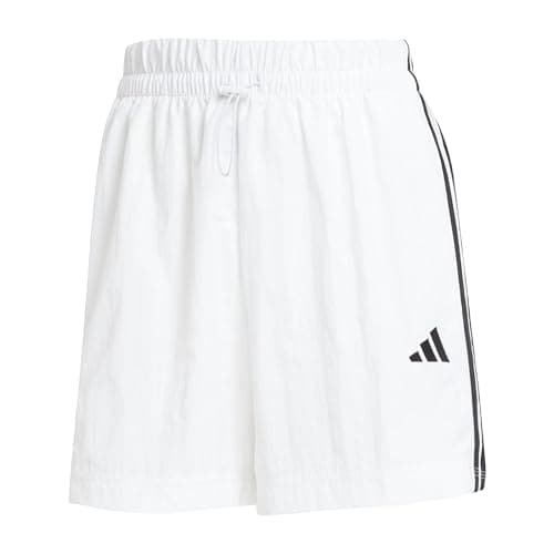 Image of adidas Women's Essentials 3-Stripes Lifestyle Woven Shorts, White/Black, XS