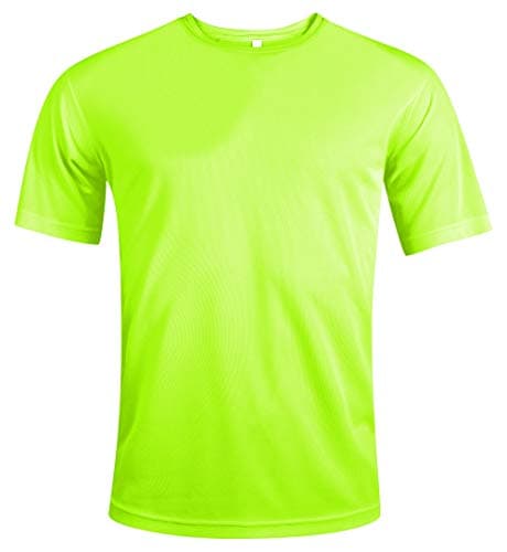 Image of MKR Quick Drying Breathable Cooling Short Sleeve Sports T-Shirt with UPF40+ Sun UV Protection (Fluo Yellow, M)