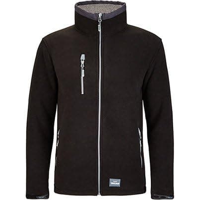 Image of TROJAN Tradesman Bonded Fleece Jacket, Black/Grey, 100% Polyester Sherpa Fleece, Reinforced Elbows, Wind Resistant, Zipped Pockets, Size S, Men’s Small