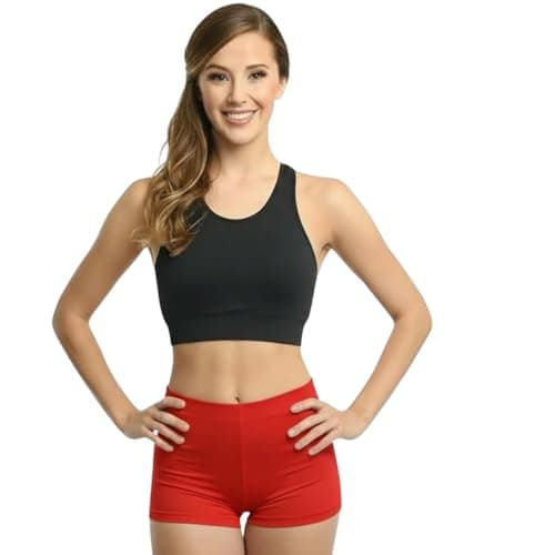 Image of LUXFAB Women’s Stretch Shorts Ladies Hot Pants with Elasticated Waist Comfortable Casual Knickers Under Shorts, Summer Gym Cycling Lounge Wear UK 8-18 Red