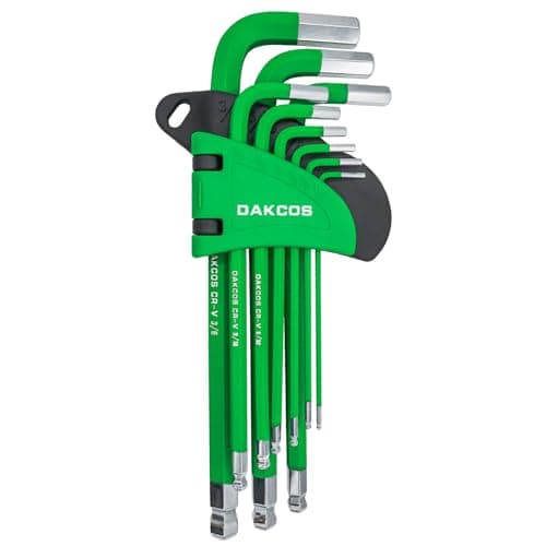 Image of DAKCOS 9 Piece Imperial Hex Key Set Allen Hex Hexagon Key Wrench Set,1/16"-3/8",Coulour