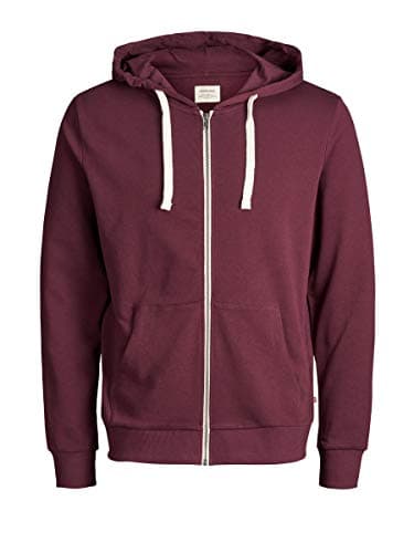 Image of JACK & JONES Men's Jjeholmen Sweat Zip Hood Noos Jacket, Red (Port Royale Fit:Reg Fit), XX-Large