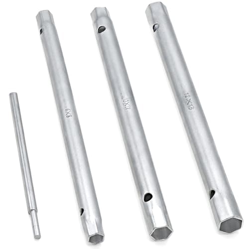 Image of DAKCOS 4PCS Box Spanner Set with Tommy Bar,8-13mm Metric Tap Spanner Set,Tubular Box Spanner