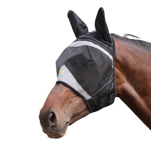Image of Shires FlyGuard Pro Fine Mesh Fly Mask with Ears - Jet Black