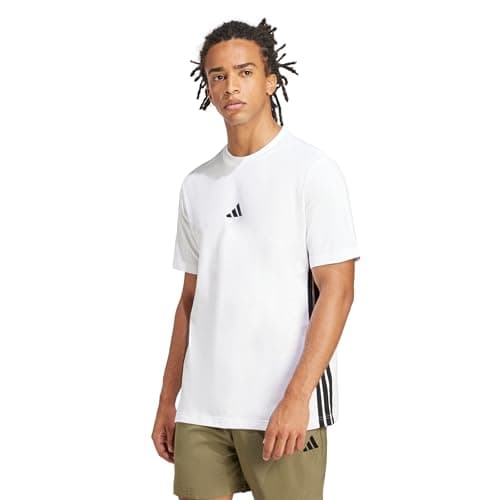 Image of adidas Men's Essential Three Stripes Single Jersey TEE, White/Black, S