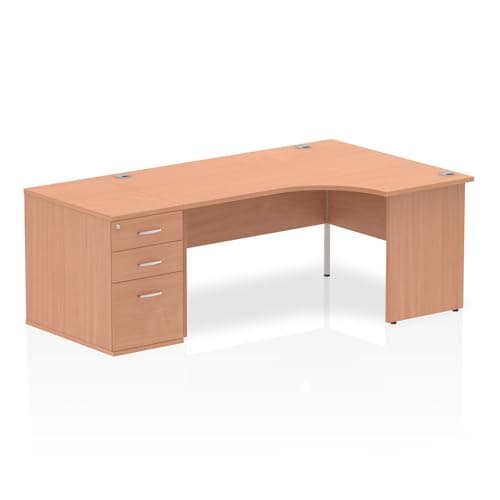 Image of I000621 - Dynamic Impulse 1600 Right Hand Panel End Workstation 800 Pedestal Bundle Beech