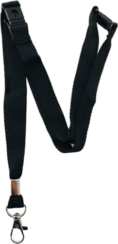 Image of PAC Supplies Global 15mm Colourful Neck Lanyard With 3 Point (Triple) Safety Breakaway (Black, 1 Lanyard)