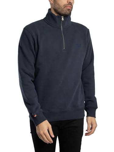 Image of Superdry Men's Essential Logo Half Zip Sweater, Bradley Navy, S