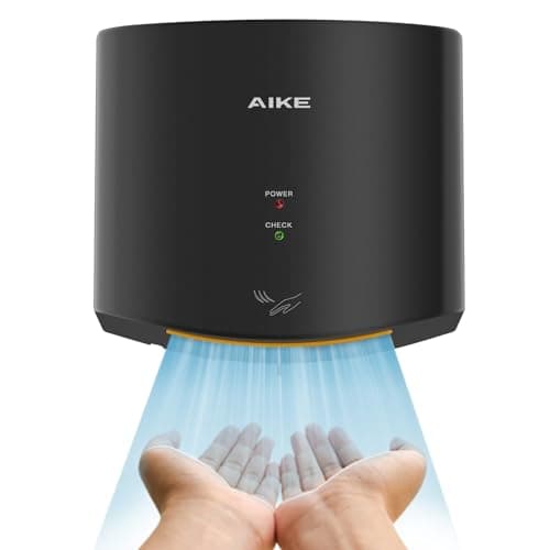 Image of AIKE Air Wiper Compact Hand Dryer, High-Speed Drying, 1400W 220V, Plug & Go, Paperless Touchless for Public Bathroom, AK2630S (Black)