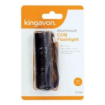 Image of Kingavon 1x Black COB Aluminium Torch - Bright Powerful High-Power Battery-Powered Hand Camping Walking Flashlight Light