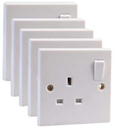 Image of PRO ELEC PELB1123 Mains Sockets, 1 Gang, Switched, SP, 13A, White, Pack of 5