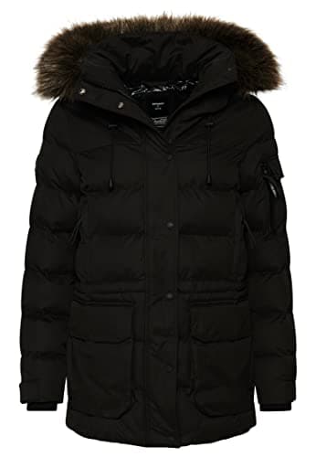 Image of Superdry Women's Microfibre Expedition Parka Jacket, jet black, S