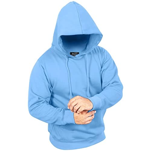 Image of A2Z Mens Fleece Hoodie Pullover Hooded Sweatshirt Long Sleeve S/M/L/XL/XXL/3XL/4XL Sky Blue