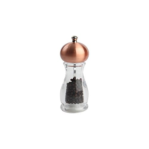 Image of T&G Woodware Classic Globe Clear Acrylic Pepper Mill with Copper Finish Top, Small, 15 cm, Transparent, 12902
