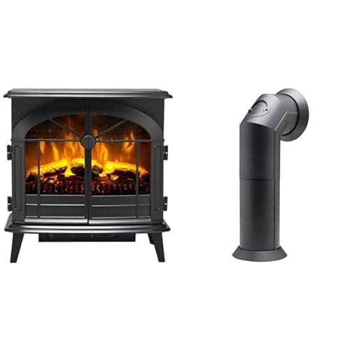Image of Dimplex Leckford Optiflame Large Black Electric Stove Fire and Stove Pipe Accessory for Electric Fires