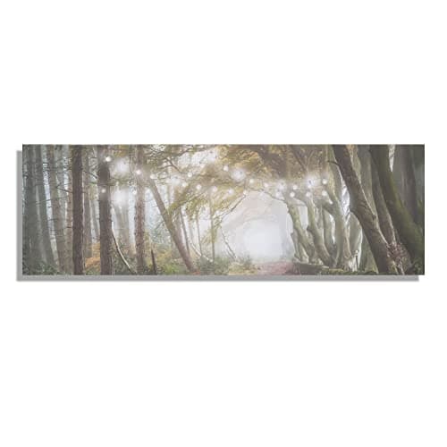 Image of Art For The Home Woodland Wander LED Printed Canvas - Natural, Green & Brown Wall art - Framed LED Canvas - Traditional woodland photographic wall art - Smooth texture - Cover for small cracks