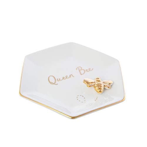 Image of Sass & Belle Queen Bee Trinket Dish - Decorative Ceramic Jewellery Tray, Trinket Tray or Jewellery Stand for Small Accessories, Unique Design from Sass and Belle