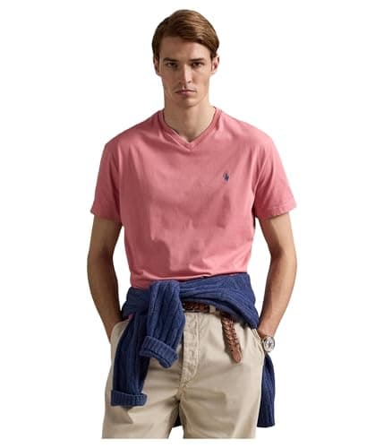Image of Polo Ralph Lauren Men's Classic Fit Jersey V-Neck T-Shirt, Desert Rose, S