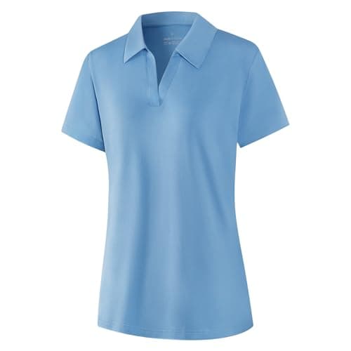 Image of OPAWO Women's Polo Shirt Short Sleeve Classic Fit Ladies Polo Shirts Golf Tennis Work Tee Top Gym Tops Women Blue Golf T Shirt Womens Golf Clothes (S)