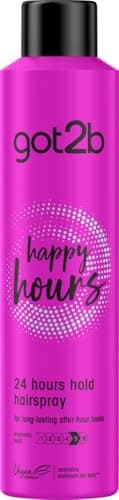 Image of got2b Happy Hours 24 Hours Hold Hairspray 300 ml, for Long-Lasting After-Hour Looks Until the Next Morning, Dramatic Hold, Hairspray got2b, Vegan Formula