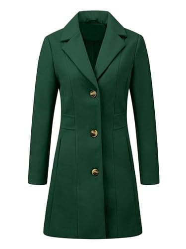 Image of Allegra K Women's Trench Coats Single Breasted Long Outerwear Winter Coat, Green, S