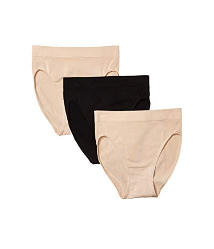 Image of Wacoal Women's B Smooth Hi Cut Brief Panty 3 Pack, Rose Dust, Deep Taupe, Black, Medium