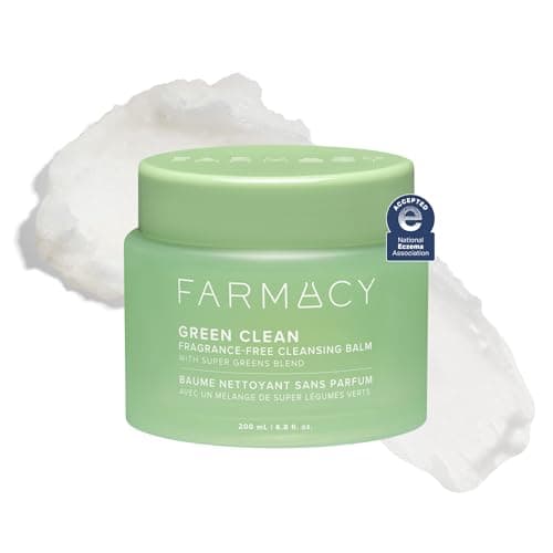 Image of Farmacy Makeup Remover Cleansing Balm - Fragrance Free - Green Clean Waterproof Makeup Remover + Oil Based Cleanser - Gentle Exfoliating Double Cleanser - Melts From Balm to Milky Lather (200ml)