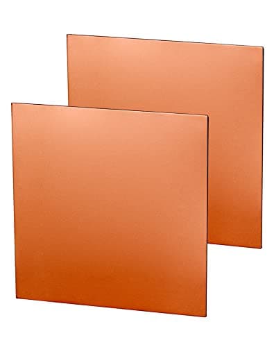 Image of QWORK® 2 Pack 99.9% Pure Copper Metal Sheet Plate, 1mm Thick Processable Copper Plates for DIY Project, Maintenance, Production (100 mm x 100 mm x 1 mm)