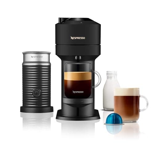 Image of Nespresso ENV120.BMAE Vertuo Next Automatic Pod coffee machine with milk frother for Espresso, Cappuccino & Latte by Magimix in Matt Black [Amazon Exclusive]