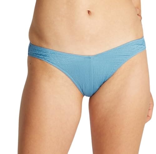 Image of Calvin Klein Women’s Delta Brazilian Bikini Bottoms with Branding, Blue (Adriatic Blue), S