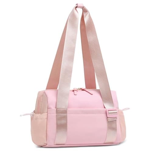 Image of SUIKIHUM Mini Gym Bag for Women, Yoga Small Sports Bag for Women Girls, Waterproof PU Fitness Tote with Wet Compartment, Pink