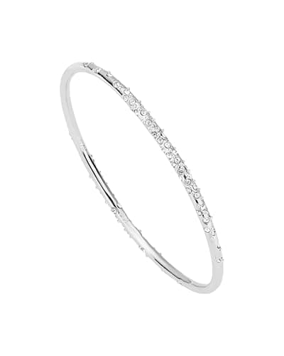 Image of Karen Millen Crystal Sprinkle Bangle Bracelet For Women (Silver/Clear Crystal)