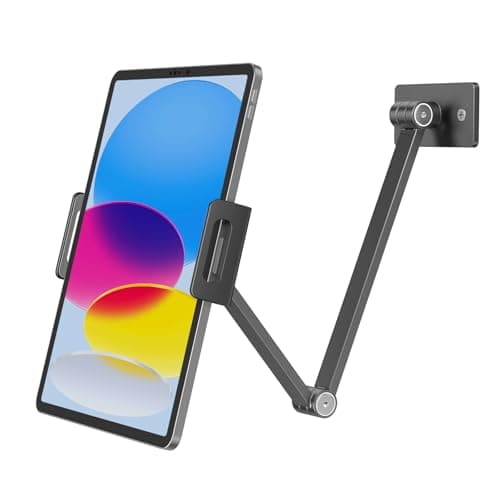 Image of BEWISER iPad Wall Mount,Tablet Stand Arm Holder,Adjustable Swivel 360 Rotating,Aluminium Alloy Compatible with 4.7-12.9 inch Pad,Phone,Kindle,Galaxy Tab,Grey