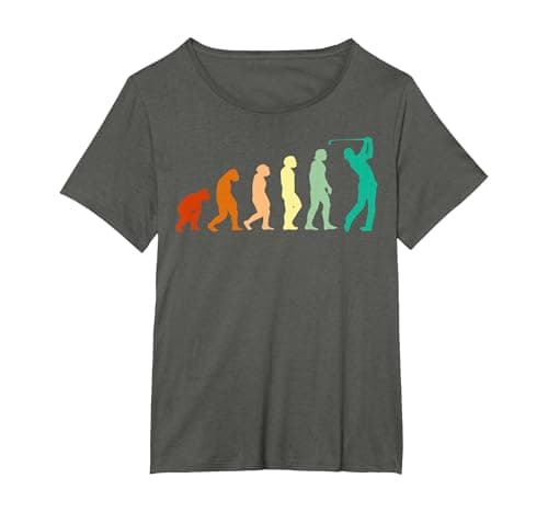 Image of Golf Human Evolution Golfers Golf Players Golfing Apparel T-Shirt, Women's Plus, Asphalt Grey, 4X